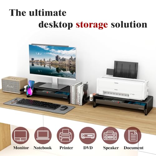 Heavy Duty Metal Monitor Stand, Strong Support Desk Organizer with Drawer