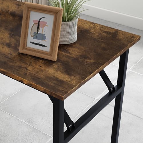 Need Office Computer Desk 47.2x23.6 in Sturdy Folding Laptop Table Retro | Black Frame Writing Gaming Work Table/Foldable Home Office Desk/Sewing Table, No Assembly Required - color: Rustic Brown & Black Frame, size: 47inch
