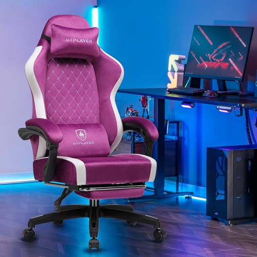 GTPLAYER Gaming Chair, Ergonomic Computer Chair with Footrest and Lumbar Support, High Back Recliner Chair 350lbs, Height Adjustable for Home Office, Purple - color: Purple