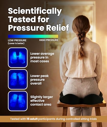 Elevate Series by Everlasting Comfort Doctor Recommended Memory Foam Seat Cushion for Office Chairs & Car - Ergonomic Desk Accessories - Cushions for Tailbone Pain Relief (Charcoal Black, Large) - size: Standard