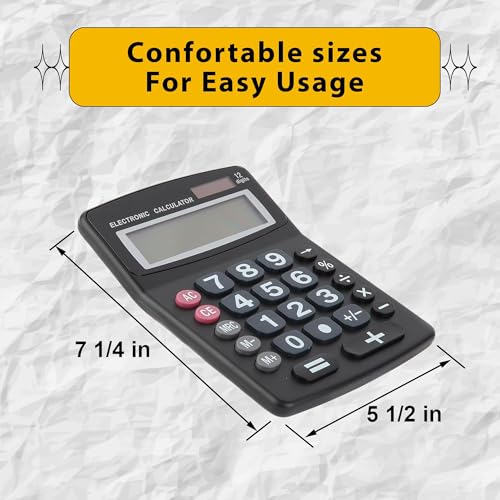 Lily's Home Jumbo 12-Digit Desktop Calculator Set of 2 (Black), Solar/Battery Dual Power, Large Tilted LCD Display, Big Button Design, Quiet Operation, for Office, School, Business & Home Use - color: Black-2PK