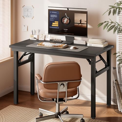 DlandHome 35.8 Inch Small Folding Computer Desk for Home Office, Black - color: Black + Black, size: 35.8 Inches