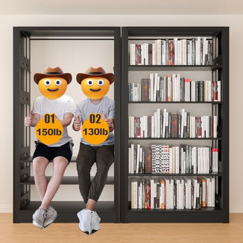 OSEILLC 5-Tier Expandable Metal Bookshelf, 69" H x 36" W Heavy Duty Black Bookcase, Adjustable Storage Shelves, 280lbs Per Layer Capacity for Living Room Office Bedroom - color: Black, size: 69"H*36"W