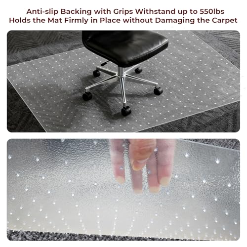 AiBOB Office Chair Mat for Carpet, 32" x 48" Heavy Duty Computer Desk Chair Mats for Carpeted Floors, Easy Chair Movement Hard Clear Carpet Chair Mats, Ship Flat