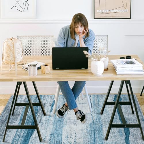 Office Chair Mat for Hardwood Floor, 72"x48" Easy Glide Computer Chair Mat Protector for Rolling Chair Under Desk Rug Nonslip Backing, Machine Wash - color: Sky Abstraction, size: 48"x72"