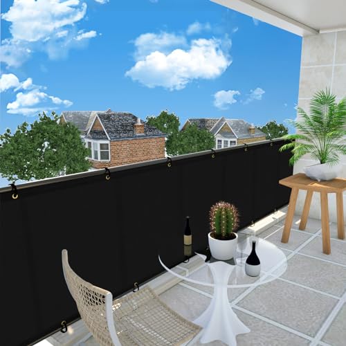 UPGRADE Privacy Screen 3' x 10' Fence Commercial Shade Cover with Brass Grommets Heavy Duty Perfect for Outdoor Back Yard, Black, Customizable - color: Black, size: 0 3' x 1 0'