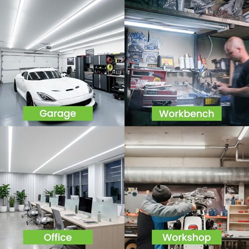 Pak 4FT LED Shop Lights, 2300LM 6500K Cool White, 20W Energy-Saving Super Bright Linkable T5 Ceiling and Under Cabinet Lighting Fixture for Garage, Workshop, Basement, Warehouse, FCC Certified, 6 Pack - size: 4FT 6500K-6 Pack