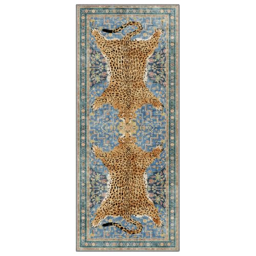 Leopard Rug 2.5x7 Cheetah Animal Print Rug Washable Runner for Hallway Blue - color: Area Blue, size: 2'6" x 7' (Rectangular)