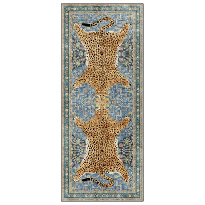 Leopard Rug 2.5x7 Cheetah Animal Print Rug Washable Runner for Hallway Blue - color: Area Blue, size: 2'6" x 7' (Rectangular)