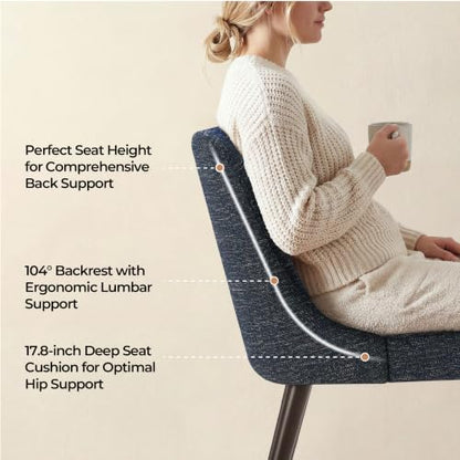 CHITA Mid-Century Modern Dining Chair, Set of 2, Dark Blue in Fabric | Upholstered Dining Chairs for Dining Room Living Room, Dining Room Chairs with Sturdy Wood Frame, Fabric Accent Chair - color: Dark Blue in Fabric, 2pcs