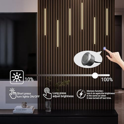 HAMRVL Black LED Recessed Lighting Kit - 6 PCS 16-Inch 3000k Dimmable Warm White LED Lights with Touch Switch, Wall Panel Light for Wood Slat Wall Panels, Headboards, Stairs, Under Cabinet, Home Decor - size: 16-Inch/6 Pack