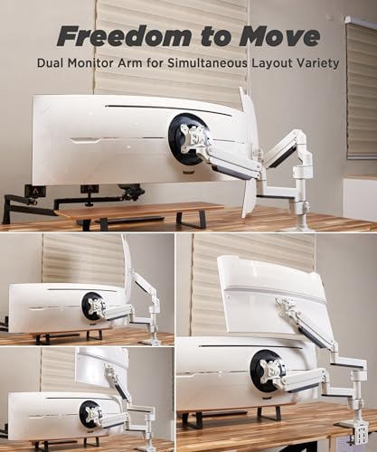 ULTRARM Heavy Duty Dual Monitor Arm with Reinforcement Plate for Ultrawide Monitors up to 57" and 44 lbs, Dual Monitor Stand for Dual 49" Vertical Stacked Monitor Mount