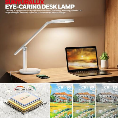 Honeywell H6 Desk Lamp for Home Office, Dimmable Reading Table Light, White - color: White