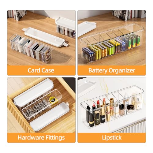 2 Pack Cable Organizer Box with Lid, Charge Cord Storage Organizer | Stackable Cable Storage Box, Fixed Dividers, No Cable Ties, Clear Dustproof Wire Management for Home Office Electronics