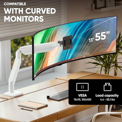 ONKRON Desk Monitor Mount 13-55", 55.1 lbs, max VESA 100x100, Black-White