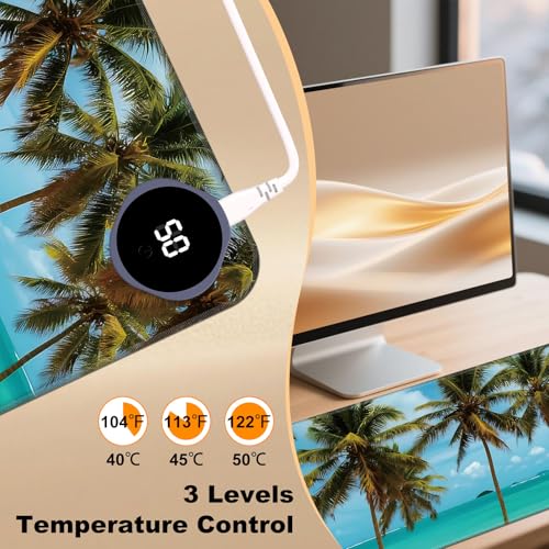 Heated Desk Pad 23.6" x 14.2" 3 Large Heated Mouse Pad with Heat Levels (40°C/45°C/50°C) & 3H Auto Shut-Off Desk Mat Fast Heating PU Leather Warmer Mousepad for Home Office - Beach Tree - color: Beach Tree, size: 23.6 x 14.2 inch