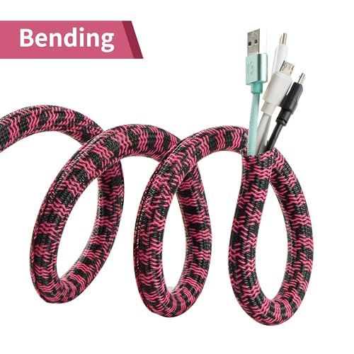 Cable Sleeve 3/4 Inch x 50FT Self-Wrapping Wire Loom - color: Black pink, size: 3/4"-50ft