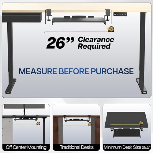 VIVO Small Keyboard Tray, Under Desk Pull Out with Extra Sturdy C Clamp Mount System, 20 (26 Including Clamps) x 11 inch Slide-Out Computer Platform Drawer, White, MOUNT-KB05ES-W | Keyboard Tray for Typing, Slide Out Platform, Extra Sturdy C-Clamp Mount S