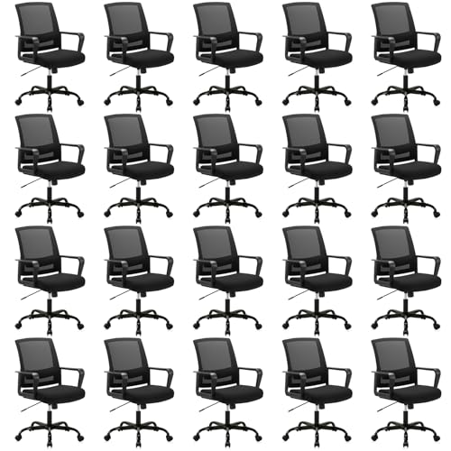 CLATINA Ergonomic Rolling Mesh Desk Chair with Executive Lumbar Support and Adjustable Swivel Design for Home Office Computer Black 20 Pack - size: 20 Pack