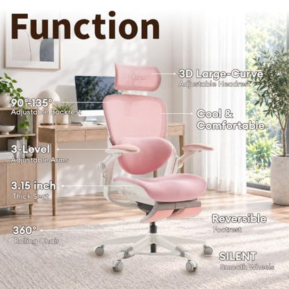 MUSSO E80 Muse Petite Ergonomic Office Chair for Women & Small Frames Pink - color: Pink
