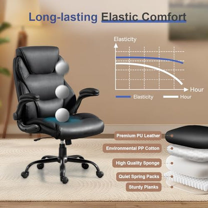 Brage Living Big and Tall Office Chair 400LBS, Heavy Duty High Back Leather