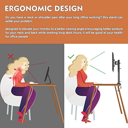 HEMUDU Single Desk Monitor Arm Mount Stand Fit for 13 inch to 32 inch Flat Curved Computer Screen with Swivel, Height Adjustable, Rotation,Holds up to 77lbs, Black - size: 13 inch - 32 inch