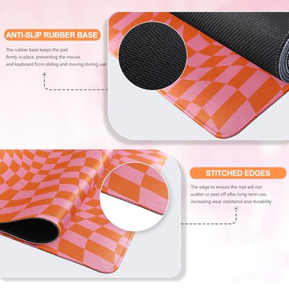 iCasso XXL Large Mouse Pad for Desk, Orange Checkered - color: Orange Checkered