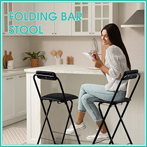 Geelin 2 Pcs 25.6 Inch Folding Chairs with Padded Seats - Portable, Foldable, Bar, Office, Guitar, Desk, Counter, Fold Up Sitting Stool for Adults and Kids