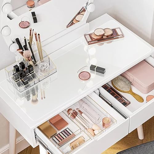 Small Clear Vanity Mat, 23.6"x11.8", Makeup Desk Protector | Anti-Slip, Waterproof, Scratch Resistant, Safe Round Edge, Odorless, Easy Clean, Prevents Vanity Cosmetics & Pet Bowl stains - size: 23.6" x 11.8"