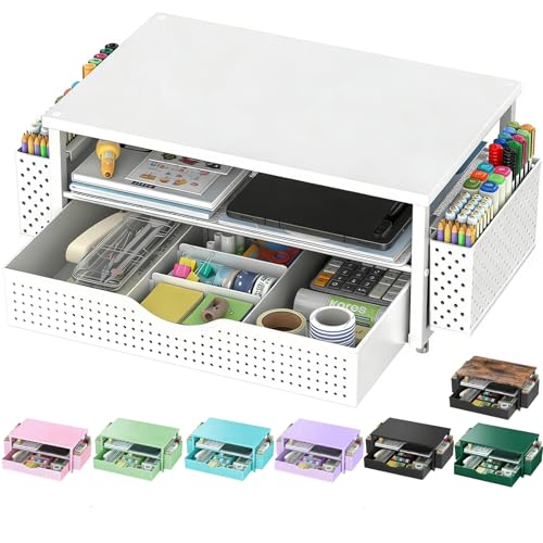Spacrea Desk Organizers and Accessories, Printer Stand with Storage, White - color: White