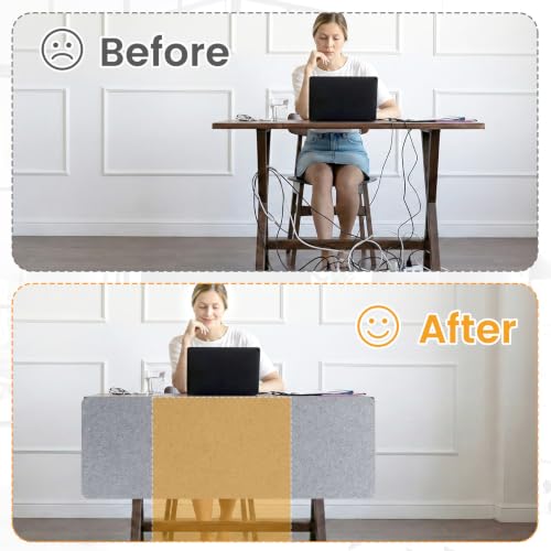Felt Desk Divider, Clamp-On Privacy Panel, 24 x 48 Inch, Light Gray - color: Light Gray, size: 24×48 in