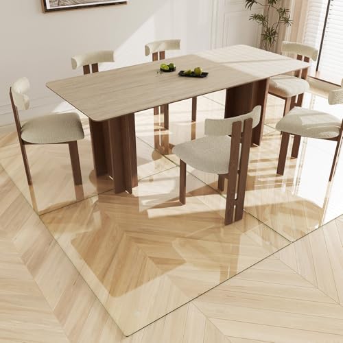 Koonmi Tempered Glass Chair Mat 48"x48" - Premium Office Chair Mat for Hardwood Floors & Low-Pile Carpet with 4 Non-Slip Pads - Thick Scratch-Resistant Surface - size: 48*48