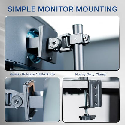 VIVO Single Ultra-Wide Monitor Desk Mount for up to 49 inch Ultrawide Screens, Extra Tall Heavy Duty Adjustable Stand Holds 44 lbs, Black, STAND-V100R - size: up to 49" screens, style: Extra Tall
