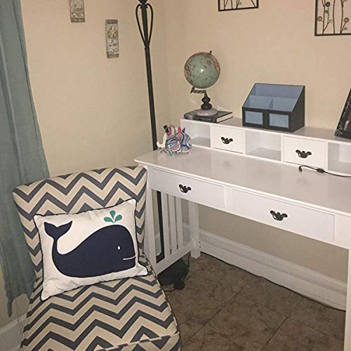 GIANTEX Writing Desk with 4 Drawer Computer Study Table Removable Floating Organizer 2-Tier Spacious Workstation, Home Office Desk Console Table White Vanity Desk