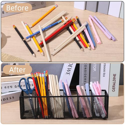 2 Pcs Mesh Desk Organizer Metal Mesh Pen Holder Desktop Stationery Pencil Caddy Organizer Basket