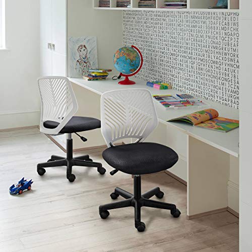 Topeakmart Armless Small Office Desk Chair, Adjustable Height Swivel, Dark Gray - color: Dark Grey