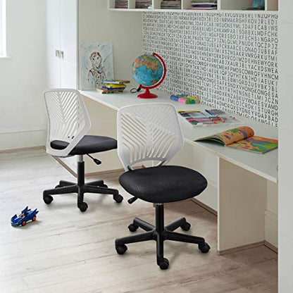 Topeakmart Armless Small Office Desk Chair, Adjustable Height Swivel, Dark Gray - color: Dark Grey