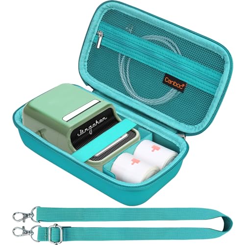 Canboc Carrying Case for NIIMBOT B21 Label Maker, Turquoise (Case Only) | Portable Bluetooth Thermal Label Printer Bag with Removable Shoulder Strap, Mesh Pocket fit Printer Labels, USB Cable - color: Turquoise+Turquoise