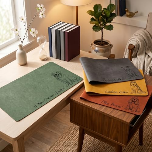 Custom PU Leather Desk Mat, Personalized Mouse Pad with Photo, Large Keyboard Blotter and Table Protector for Office Work, Gaming, Writing, Dad Birthday Fathers Day Gift for Men Home Décor,04 - color: Design 4