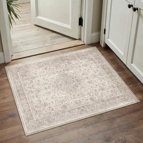 PureCozy 2x3 Washable Small Entryway Rug Beige Vintage Traditional Oriental - color: Antique | Beige, size: 2' x 3' (Rectangular)
