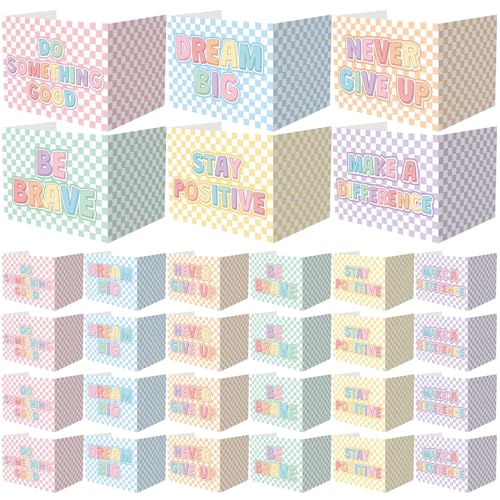 Honoson 24 Pcs Inspirational Privacy Folders for Students | Cardboard Desk Shields with Motivational Words, 6 Designs for Classroom Study, Tri-fold Exam Dividers, Bulk Test Boards - style: Pastel Checkerboard