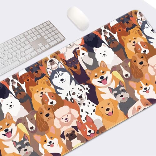 Large Mouse Pad, Mouse Pad, 31.5 x 15.7 Inch, Dog Cute | Non-Slip Desk Pad Keyboard and Mouse Desk Mat for Gamer, Office & Home - color: Cute Dog