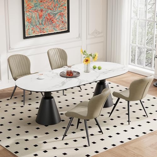 Dining Chairs Set of 4 Modern Fabric Dining Room Chairs Upholstered Dining Chairs with Thick Cushions Metal Legs Armless Back Chair for Kitchen and Living Room Beige - color: Beige (Fabric), size: Set of 4