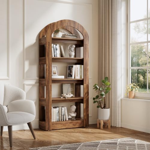 LITTLE TREE 5-Tier Arch-Shaped Bookshelf (2, Brown) - color: Brown, size: 2