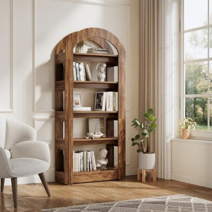 LITTLE TREE 5-Tier Arch-Shaped Bookshelf (2, Brown) - color: Brown, size: 2