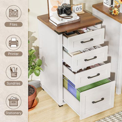 Halitaa 4 Drawer Mobile File Cabinet, Vertical Rustic Filing Cabinet for Hanging A4/Letter Size, Printer Stand with Storage Organization for Home Office - style: 4 Drawer