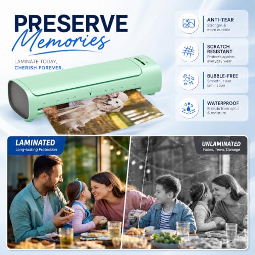 13 Inch Laminator Machine, 11x17 Hot & Cold Thermal Laminator, A3 11-in-1 Laminating Machine with 30 Sheets, 60s Warm-Up, Never-Jam Design Lamination for Teachers, Home, School & Office -Green - color: Green