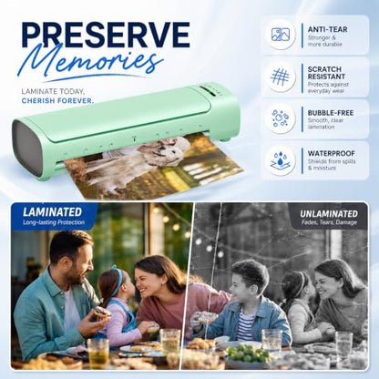 13 Inch Laminator Machine, 11x17 Hot & Cold Thermal Laminator, A3 11-in-1 Laminating Machine with 30 Sheets, 60s Warm-Up, Never-Jam Design Lamination for Teachers, Home, School & Office -Green - color: Green