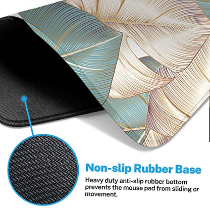 Large Mouse Pad, Mouse Pad, 31.5 x 15.7 Inch, Palm Leaves Tropical | Blue Luxury Non-Slip Desk Pad Keyboard and Mouse Desk Mat for Gamer, Office & Home - color: Blue Luxury Palm Leaves