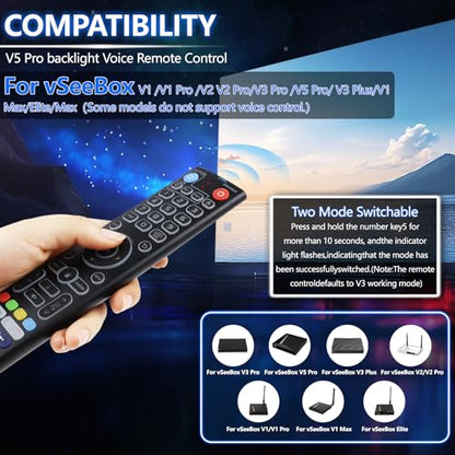 New Backlight V5 Pro Voice Remote Control, Compatible with vSeeBox V1/V2,V5/V1/V2/V3 Pro,V3 Plus,V1 Max,Elite,Max Intelligent Bluetooth Voice Remote Control - color: Backlight